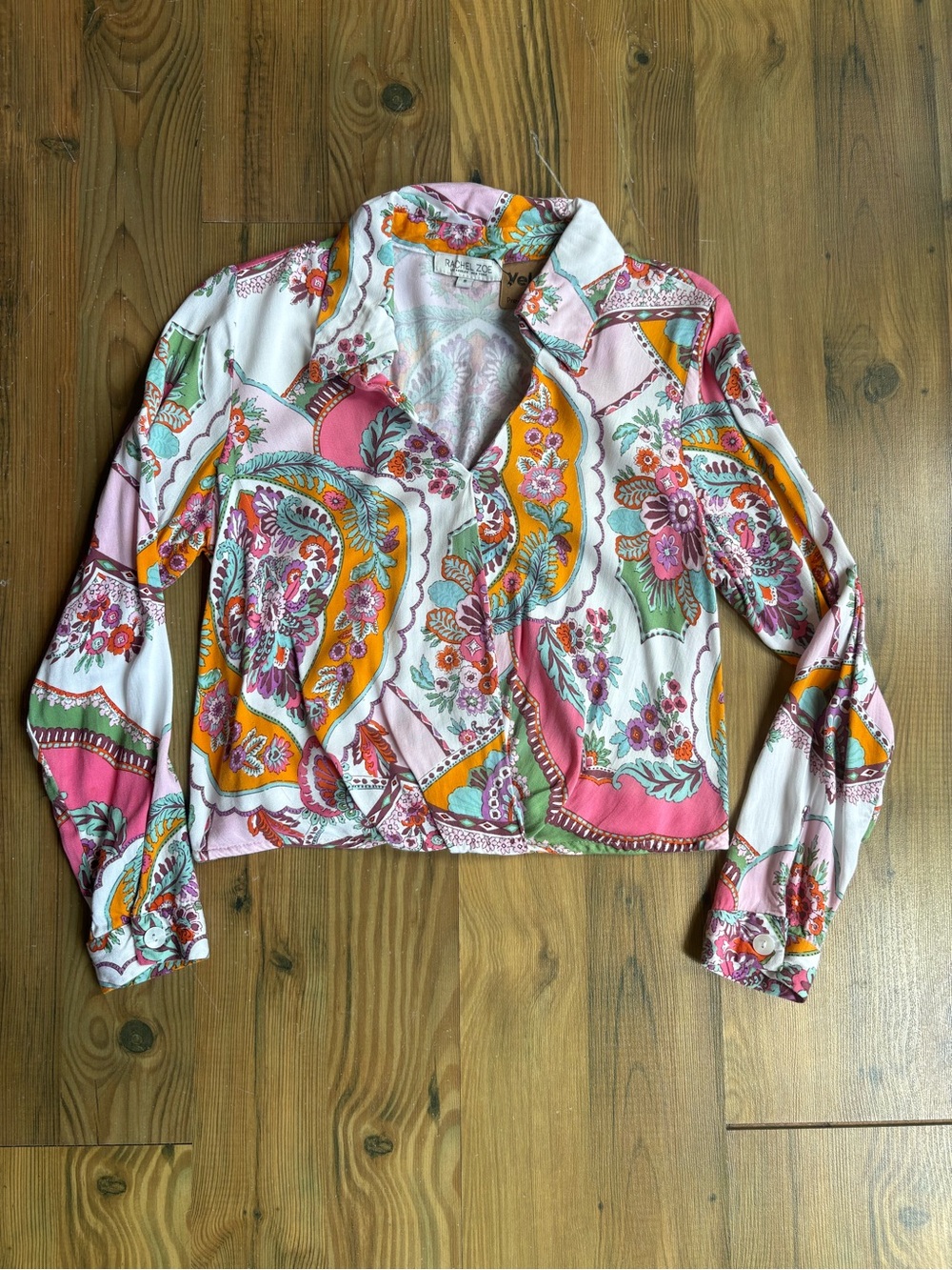 Vintage-Inspired Floral Paisley Blouse Sz S
